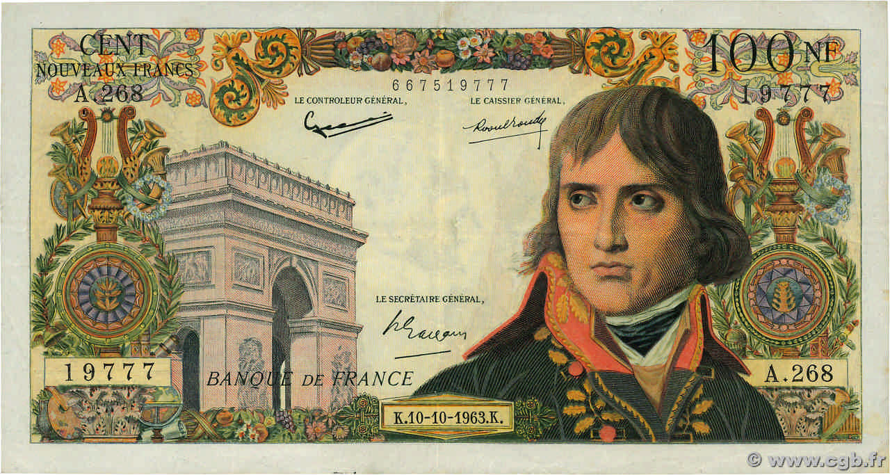 100 Nouveaux Francs BONAPARTE FRANCE  1963 F.59.23 F+