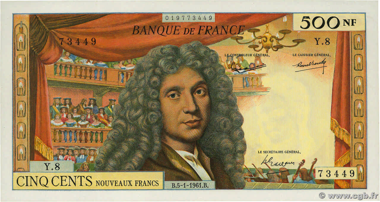 500 Nouveaux Francs MOLIÈRE FRANCIA  1961 F.60.03 SPL+