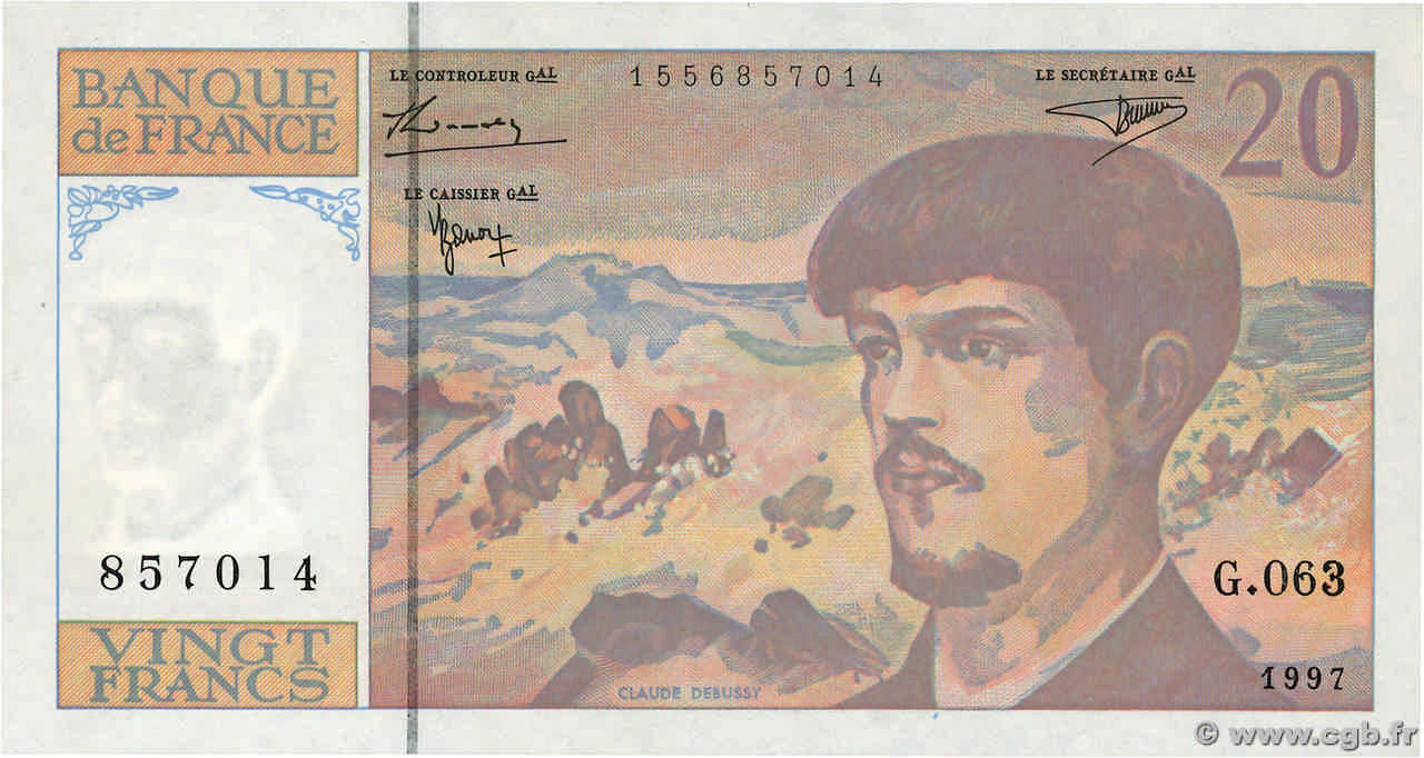 20 Francs DEBUSSY Modifié FRANCE  1997 F.66ter.02-63 UNC