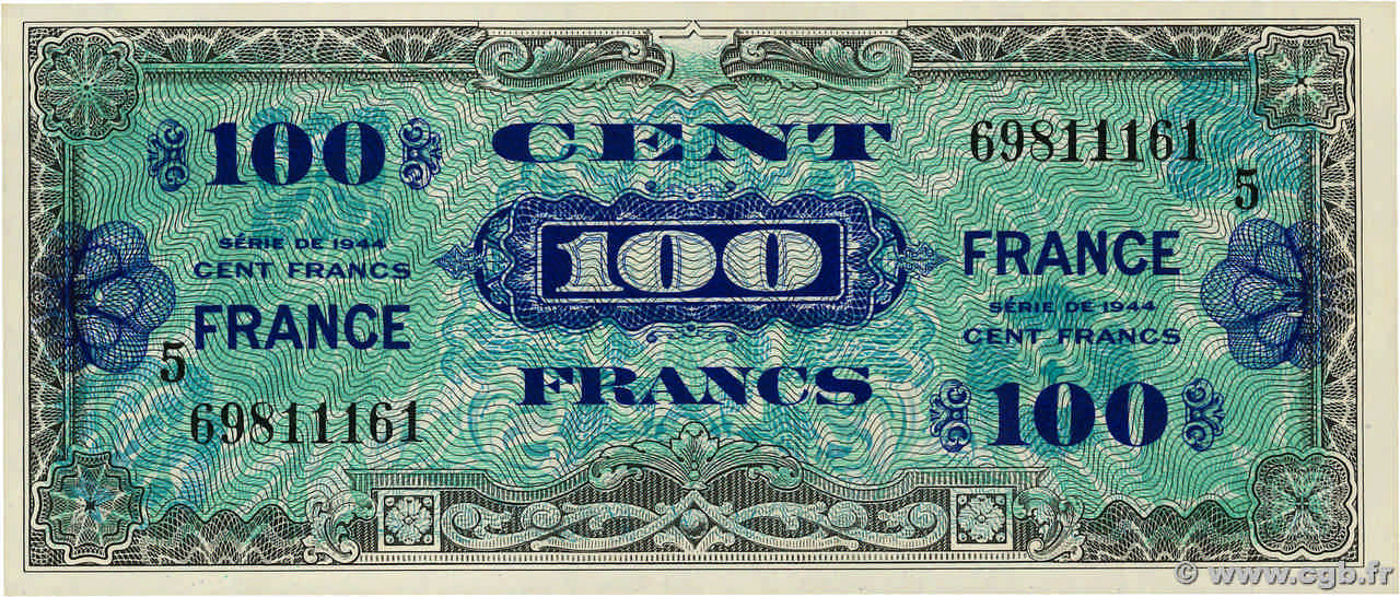 100 Francs FRANCE FRANCE  1945 VF.25.05 UNC-