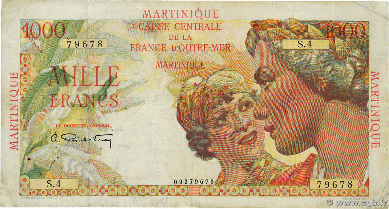1000 Francs Union Française MARTINIQUE  1946 P.33 F