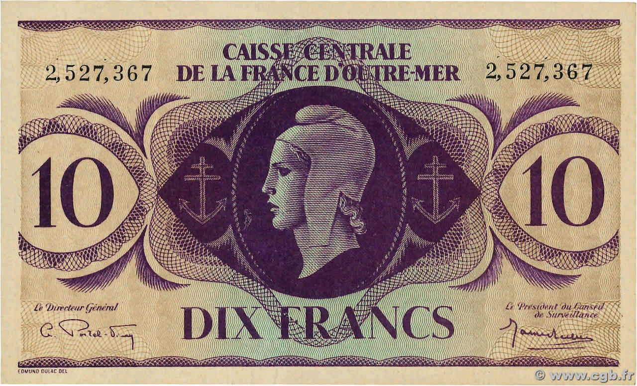 10 Francs SAINT PIERRE AND MIQUELON  1944 P.16 XF+