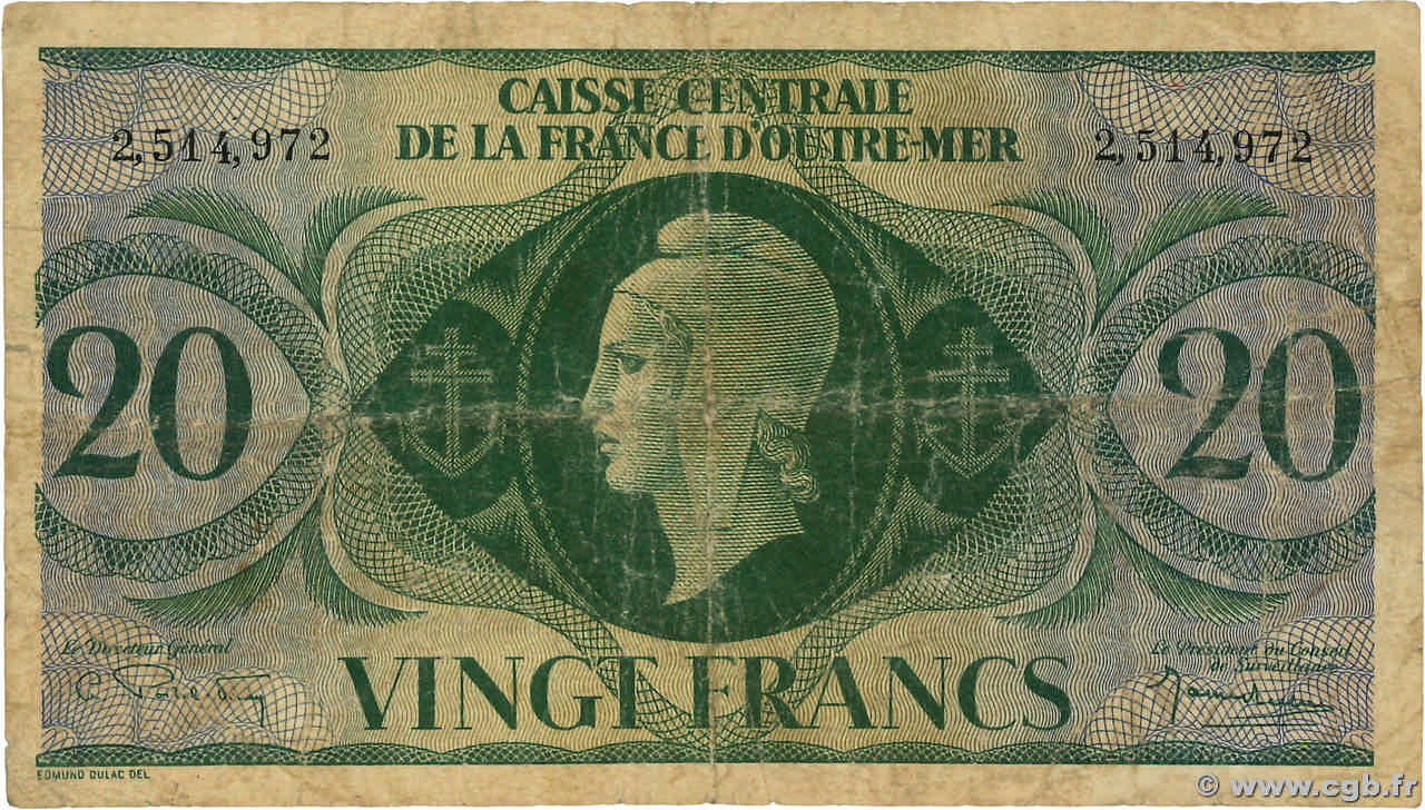 20 Francs SAINT PIERRE ET MIQUELON  1946 P.17b B+