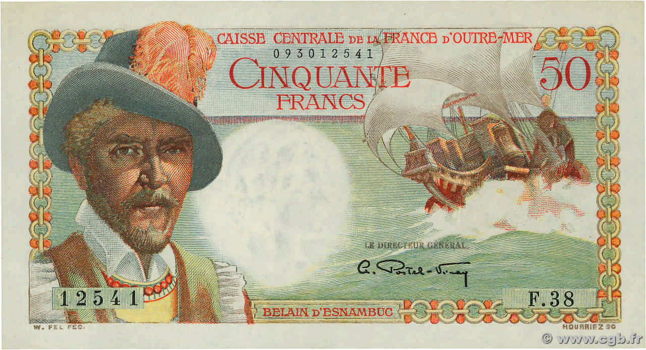 50 Francs Belain d Esnambuc AFRIQUE ÉQUATORIALE FRANÇAISE  1946 P.23 UNC-