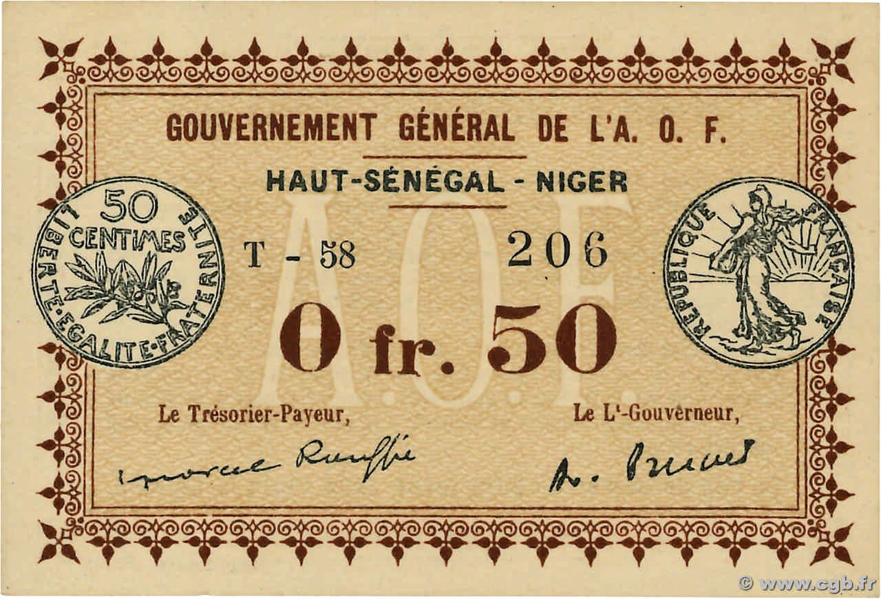 50 Centimes FRENCH WEST AFRICA (1895-1958)  1917 P.01 UNC-