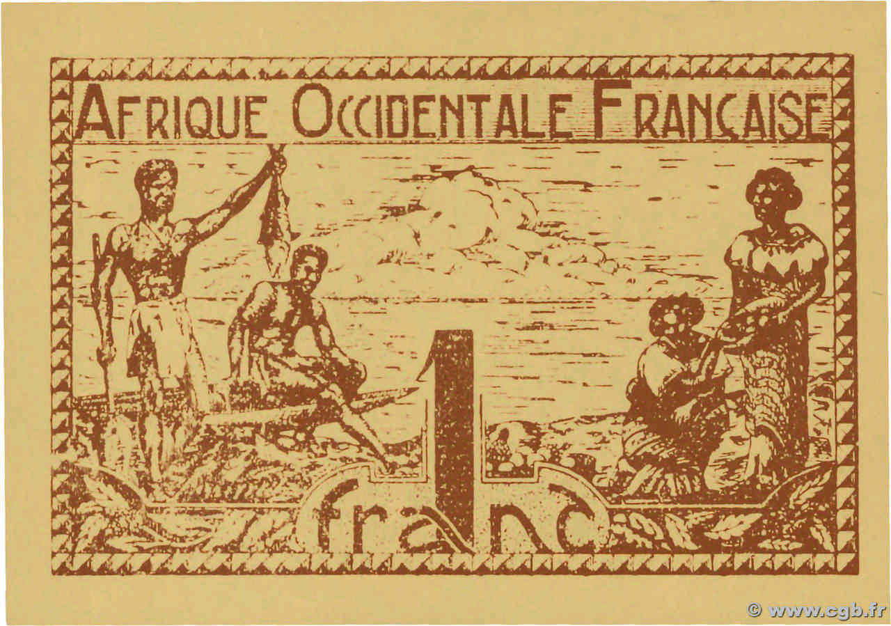 1 Franc FRENCH WEST AFRICA  1944 P.34b fST+