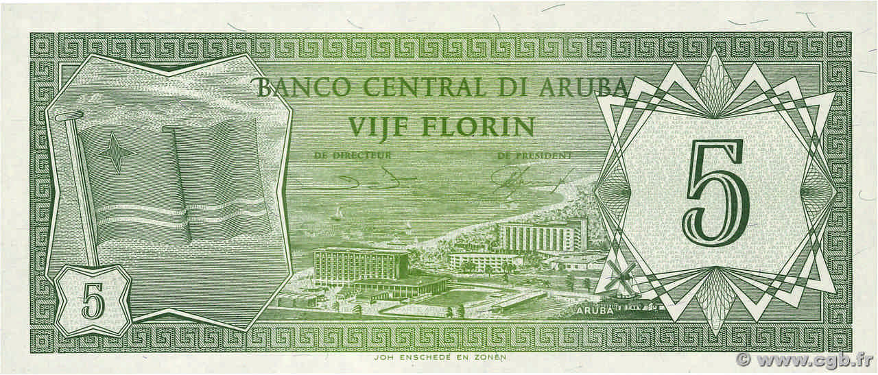5 Florin ARUBA  1986 P.01 UNC