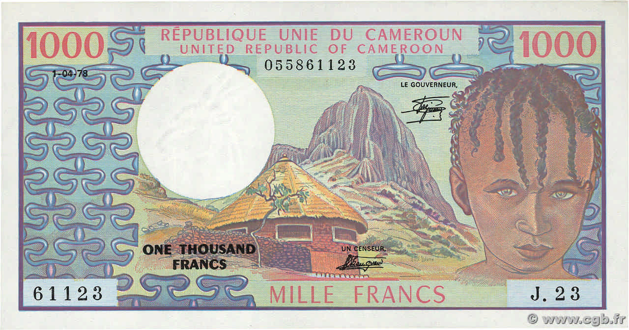 1000 Francs CAMERúN  1978 P.16c SC