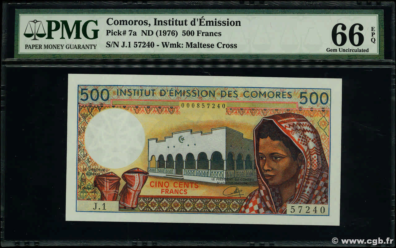 500 Francs KOMOREN  1976 P.07a1 ST