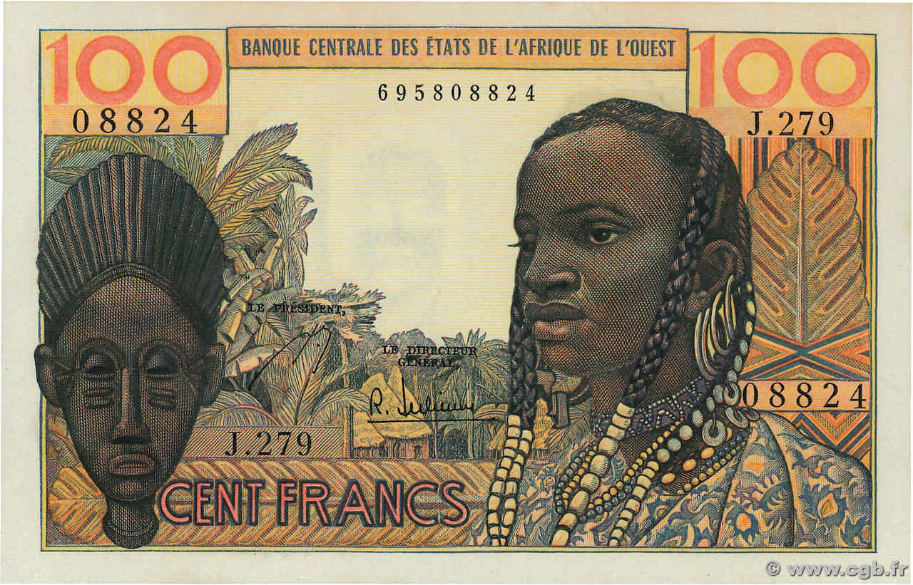 100 Francs ESTADOS DEL OESTE AFRICANO  1965 P.002b SC+