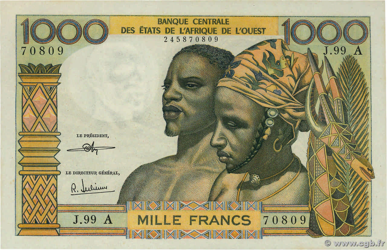 1000 Francs STATI AMERICANI AFRICANI  1972 P.103Ai q.FDC