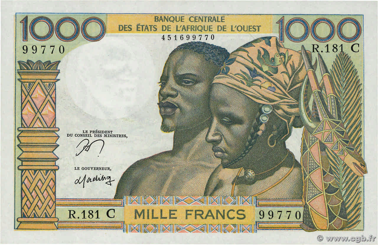 1000 Francs STATI AMERICANI AFRICANI  1978 P.303Cn AU