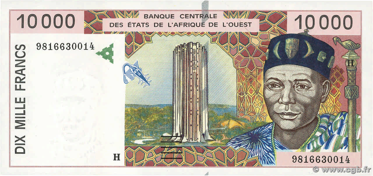 10000 Francs Faux ÉTATS DE L AFRIQUE DE L OUEST  1998 P.614Hg pr.NEUF