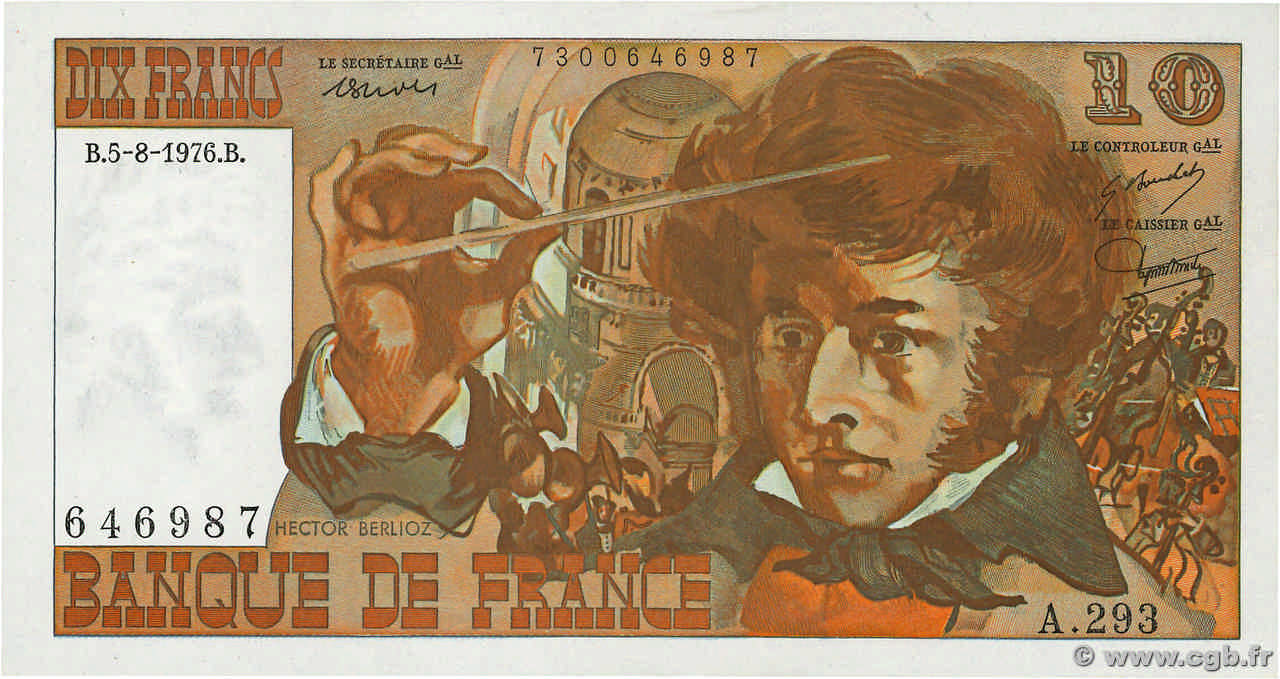 10 Francs BERLIOZ FRANCE  1976 F.63.20 UNC-
