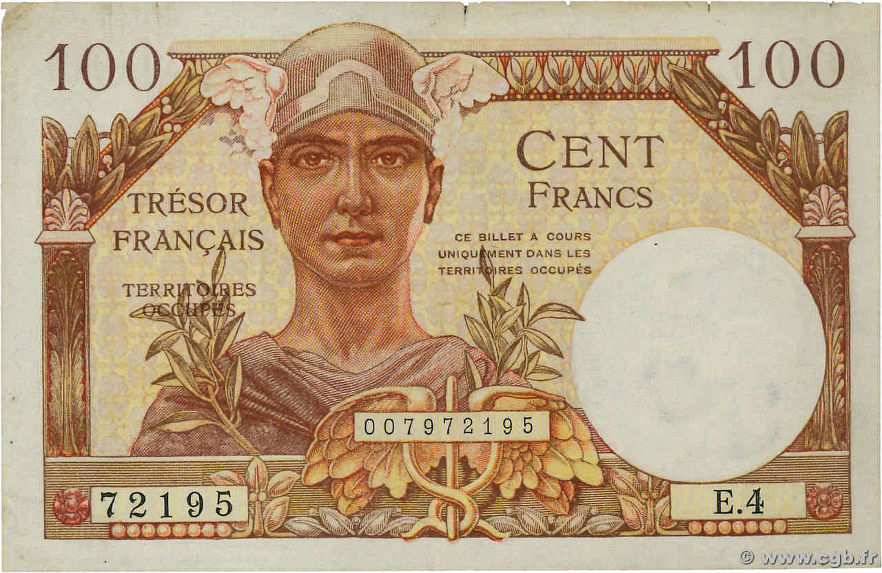 100 Francs TRÉSOR FRANÇAIS FRANKREICH  1947 VF.32.04 fSS