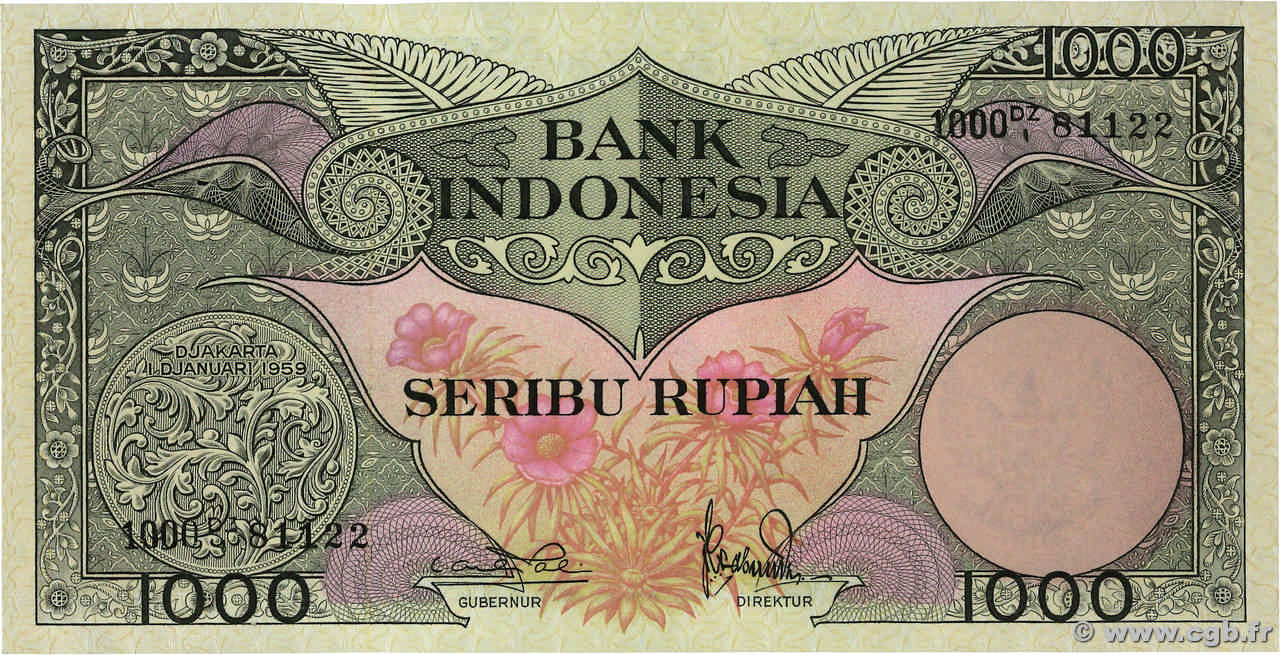 1000 Rupiah INDONESIEN  1959 P.071b fST+