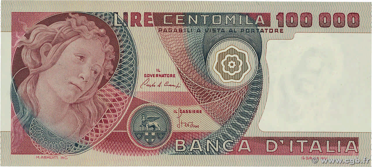 100000 Lire ITALY  1982 P.108c AU+