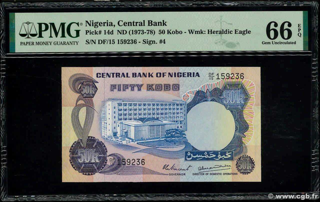 50 Kobo NIGERIA  1973 P.14d UNC