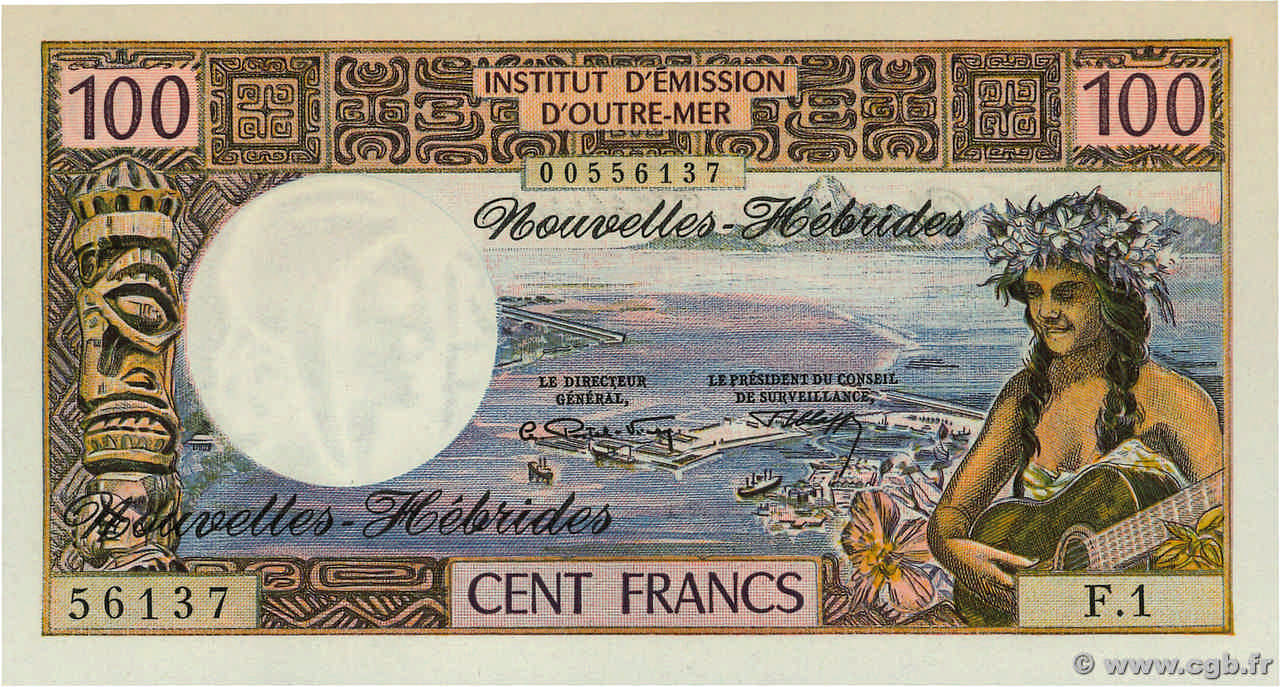 100 Francs NEUE HEBRIDEN  1972 P.18b fST+