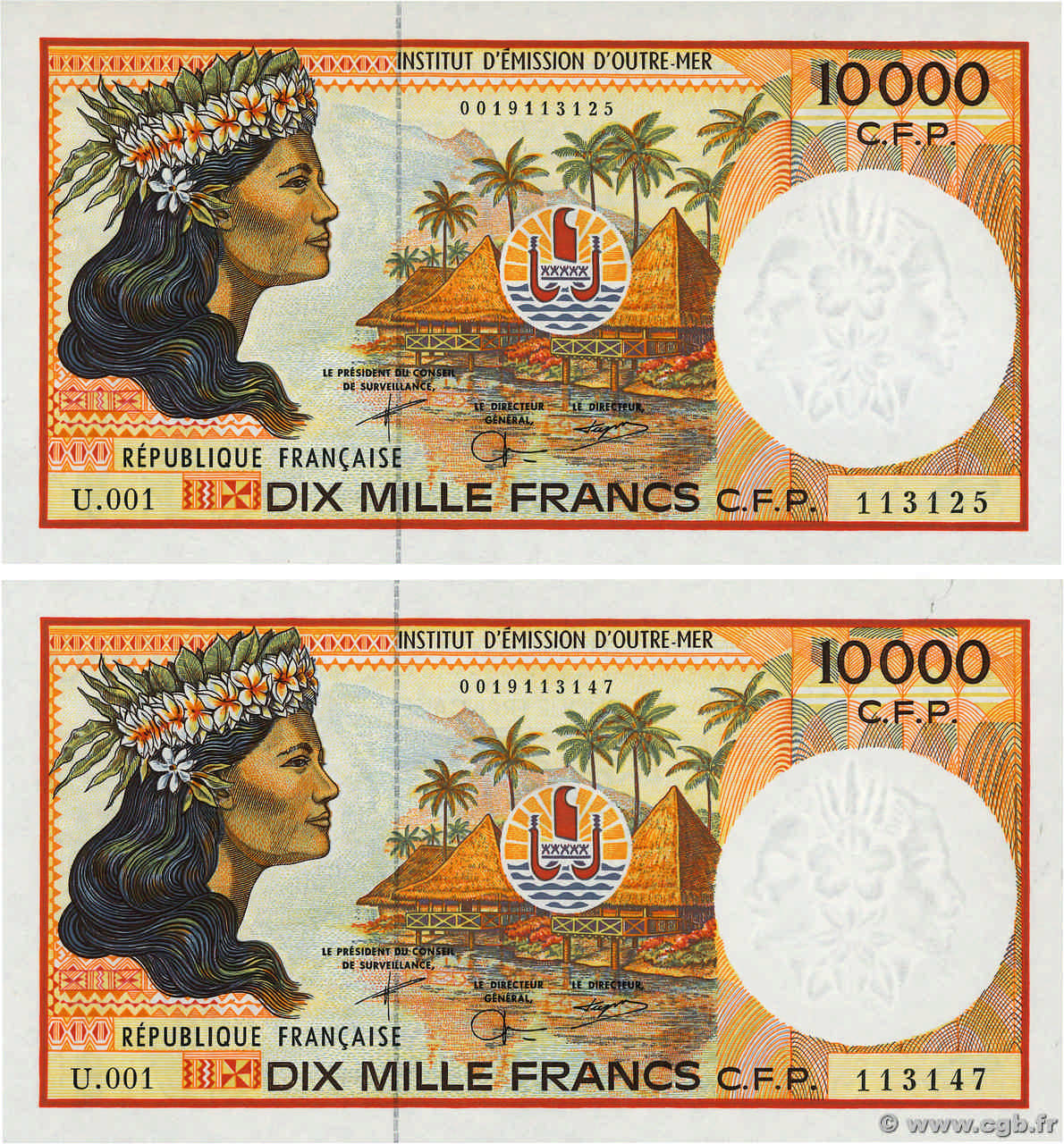 10000 Francs Lot POLYNESIA, FRENCH OVERSEAS TERRITORIES  2004 P.04d UNC-