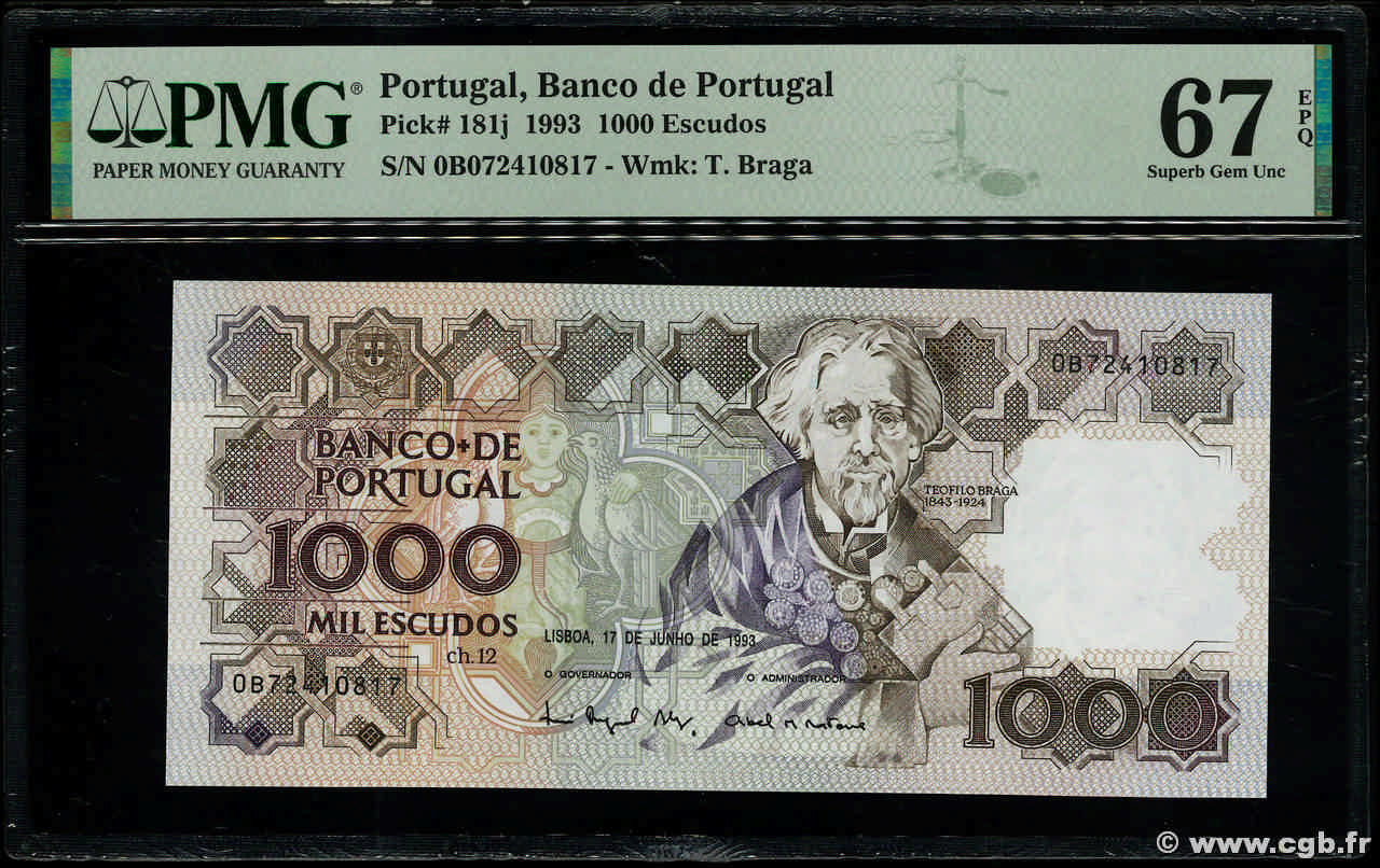 1000 Escudos PORTUGAL  1993 P.181j UNC
