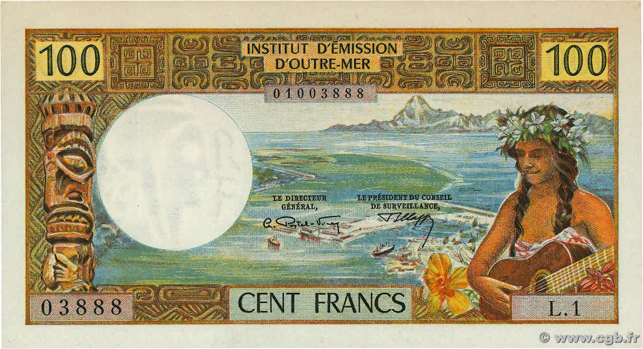 100 Francs TAHITI  1969 P.23 q.FDC