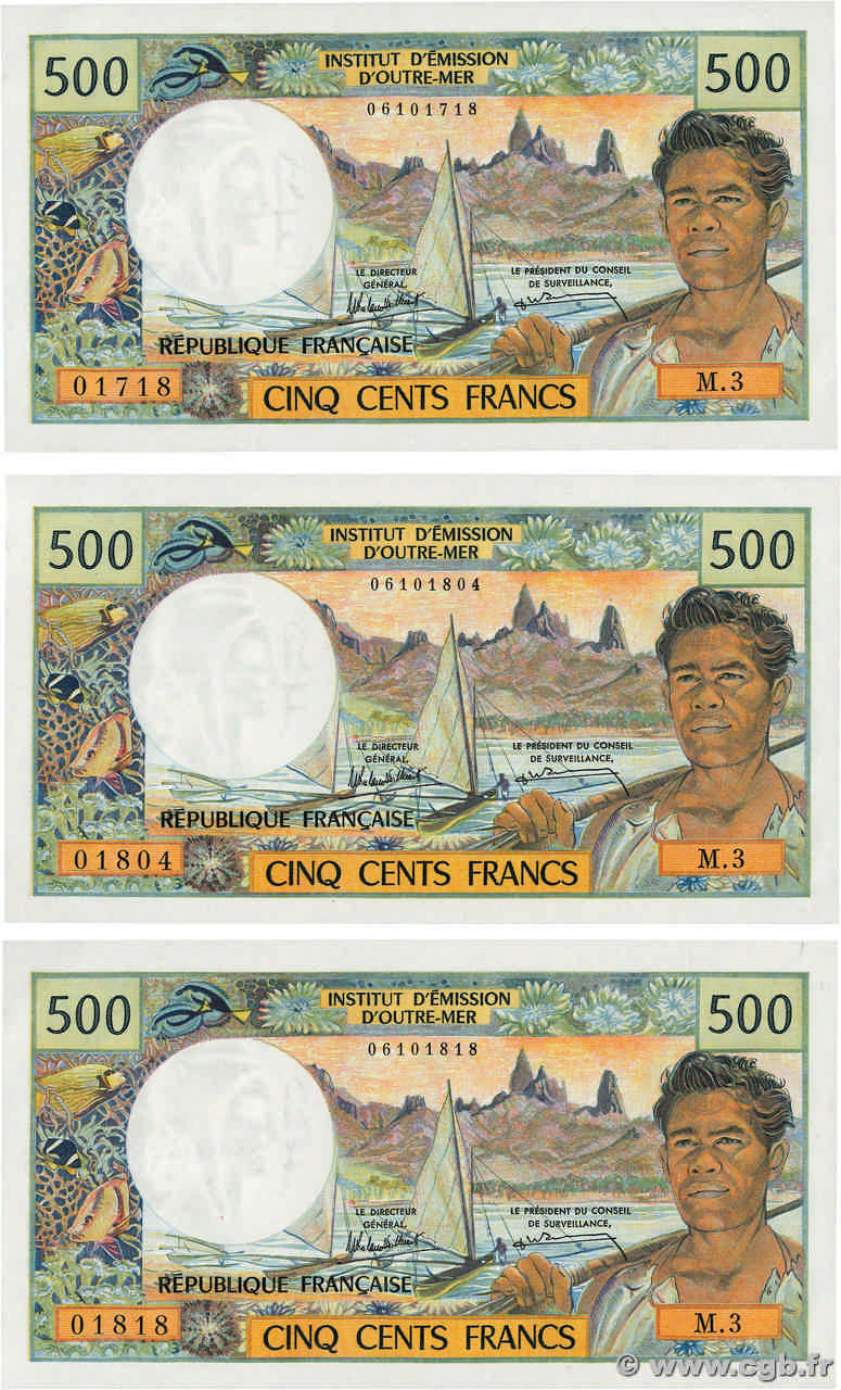 500 Francs Lot TAHITI  1985 P.25d q.FDC