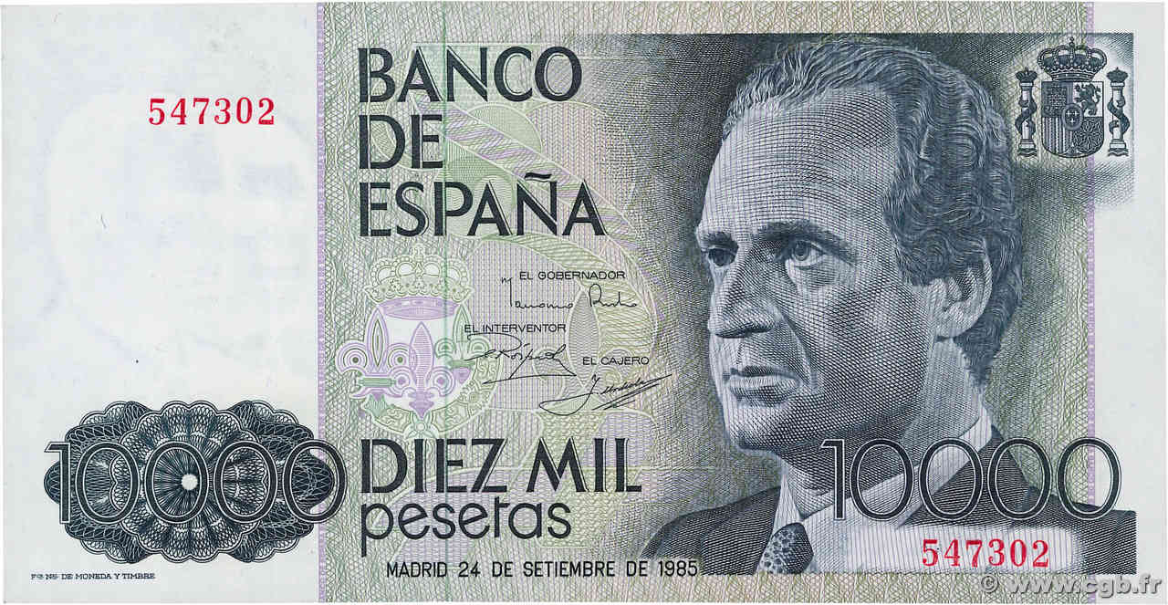 10000 Pesetas ESPAÑA  1985 P.161 SC+