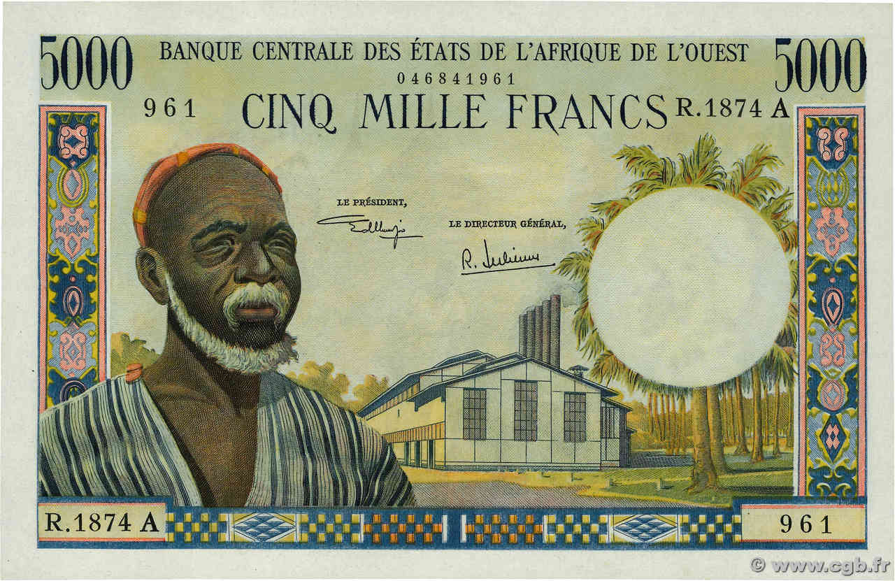 5000 Francs ÉTATS DE L AFRIQUE DE L OUEST  1975 P.104Ah SPL+
