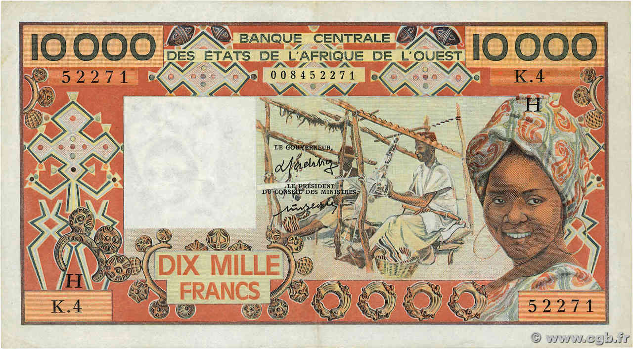 10000 Francs ÉTATS DE L AFRIQUE DE L OUEST  1977 P.609Ha TTB