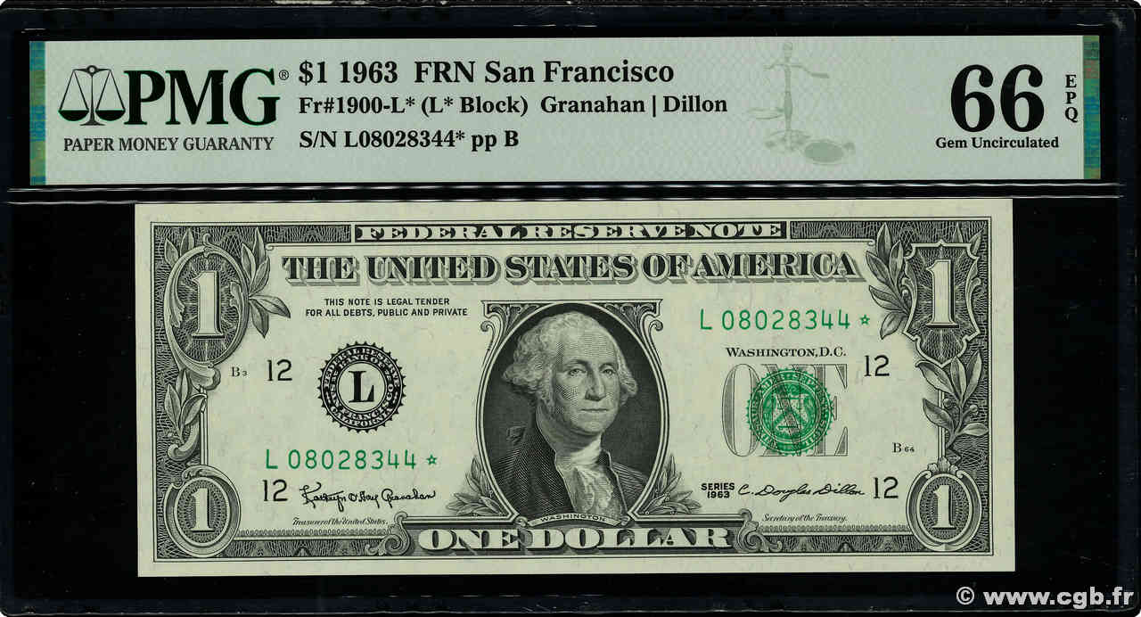 1 Dollar Remplacement ÉTATS-UNIS D AMÉRIQUE San Francisco 1963 P.443a* NEUF