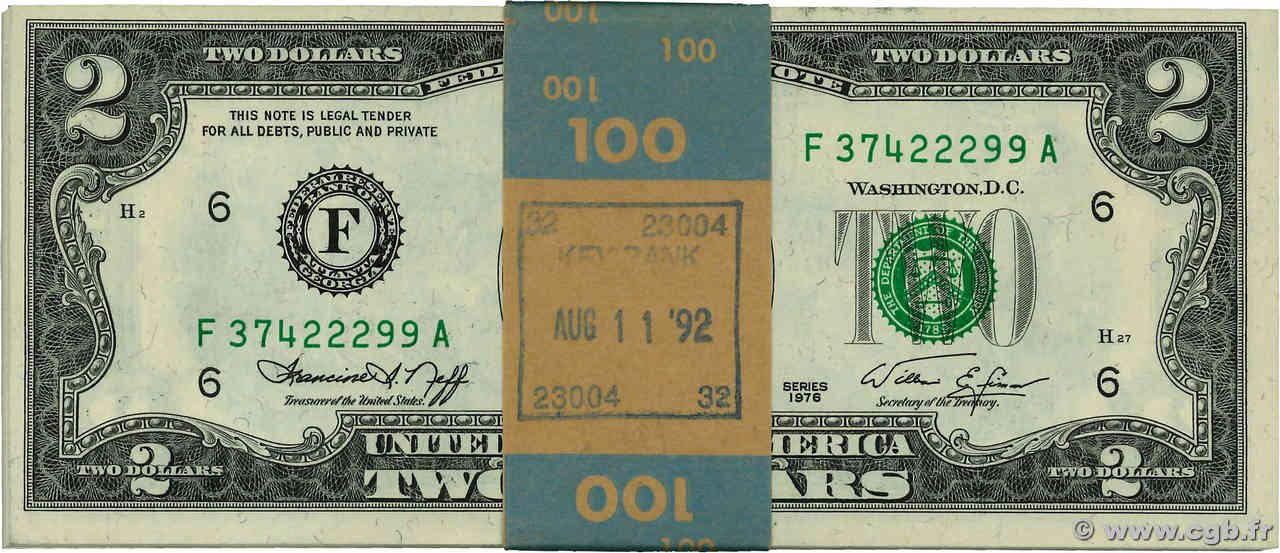 2 Dollars Liasse ÉTATS-UNIS D AMÉRIQUE Atlanta / New York 1976 P.461 NEUF