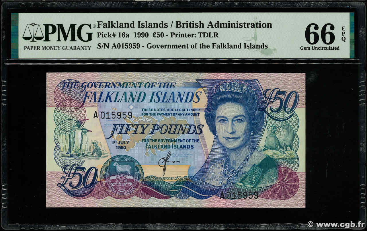 50 Pounds FALKLAND ISLANDS  1990 P.16a UNC