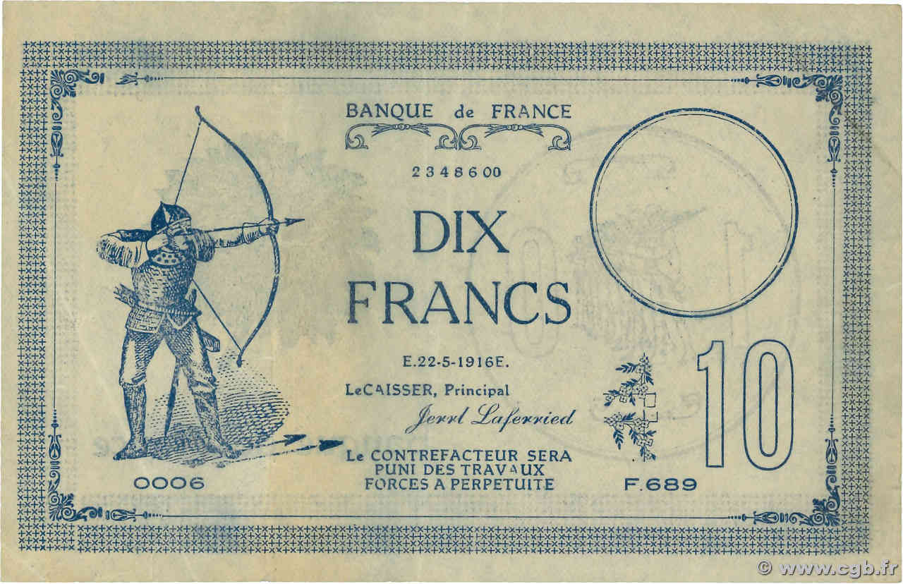10 Francs Publicitaire FRANCE regionalismo e varie  1916 F.- SPL+