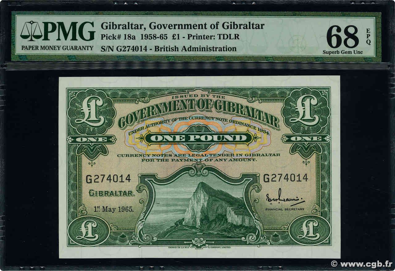 1 Pound GIBRALTAR  1965 P.18a UNC