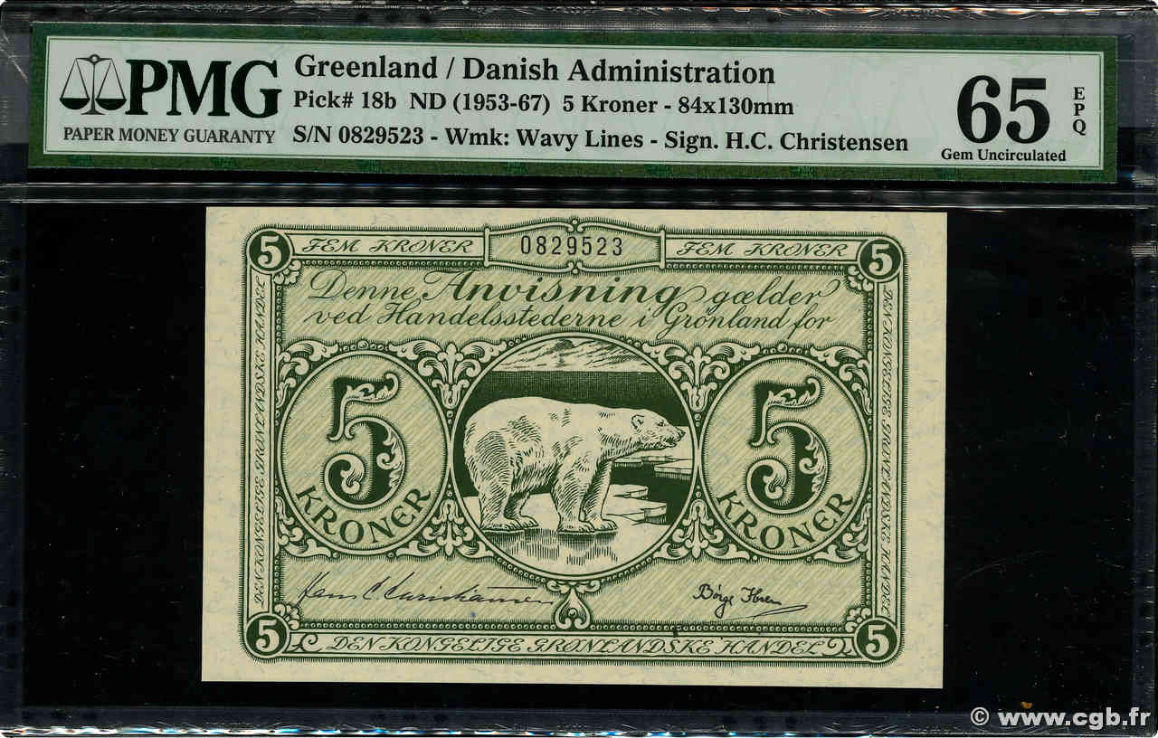 5 Kroner GREENLAND  1953 P.18b UNC