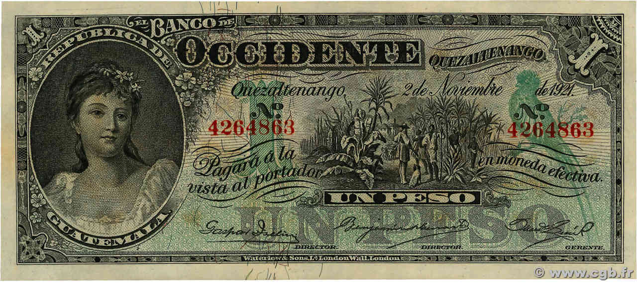 1 Peso GUATEMALA  1921 PS.175b FDC