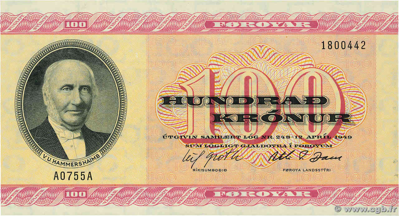 100 Kronur FAROE ISLANDS  1975 P.18a UNC