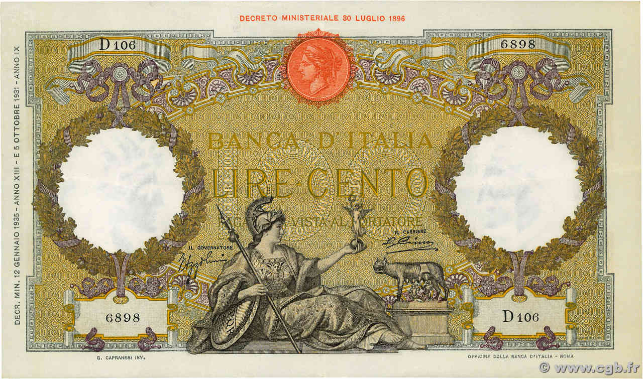 100 Lire ITALIE  1935 P.055a SUP