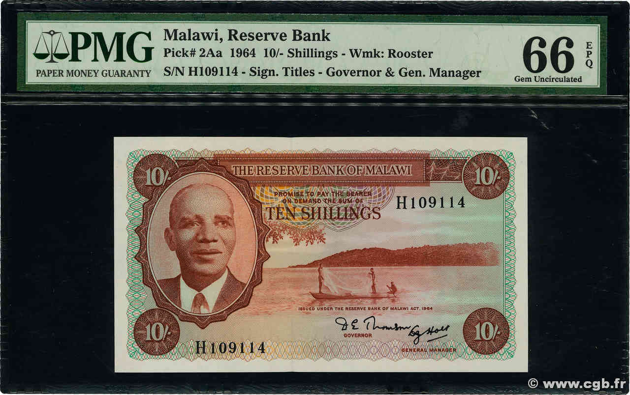10 Shillings MALAWI  1964 P.02Aa UNC