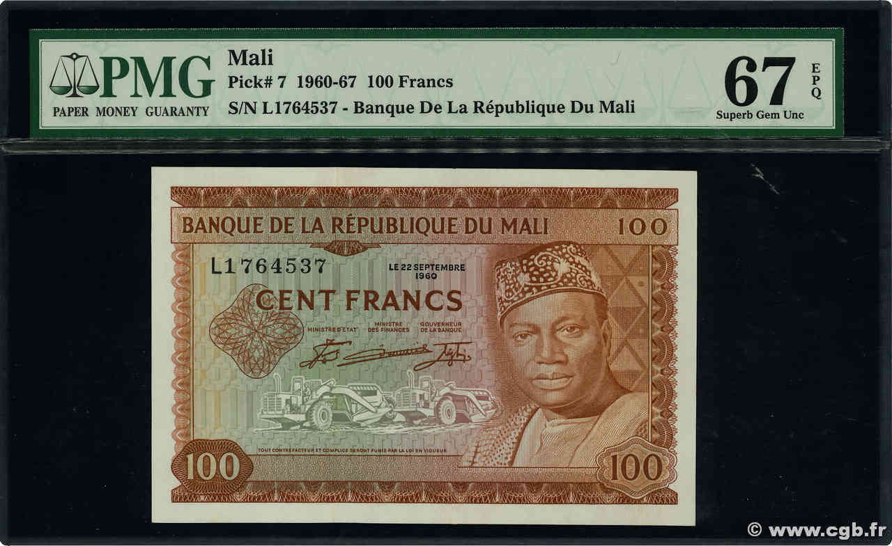 100 Francs MALI  1960 P.07a FDC