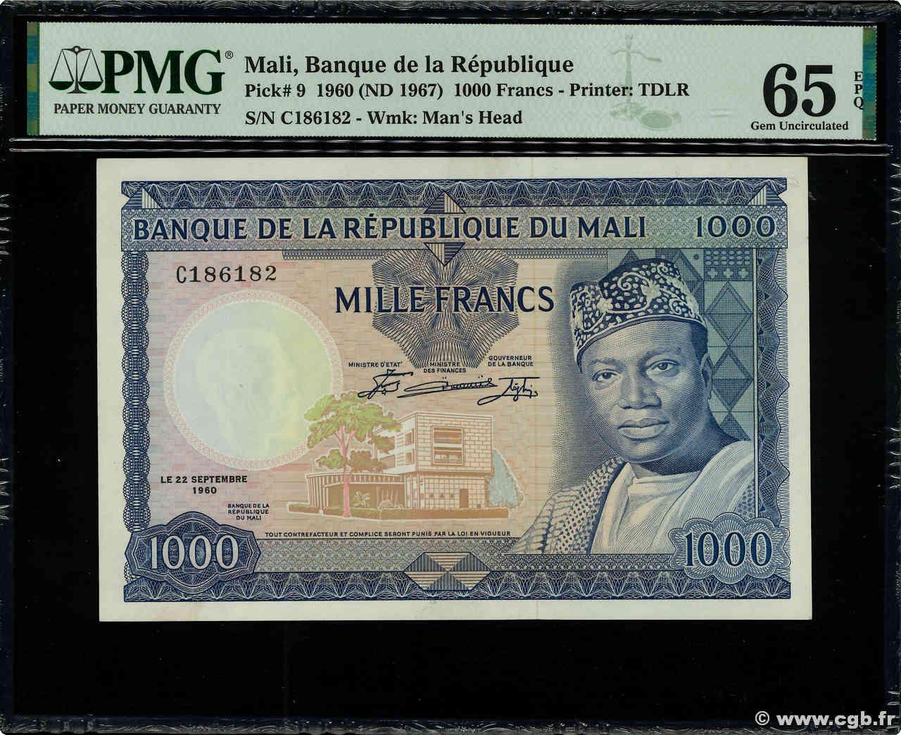 1000 Francs MALí  1960 P.09 FDC