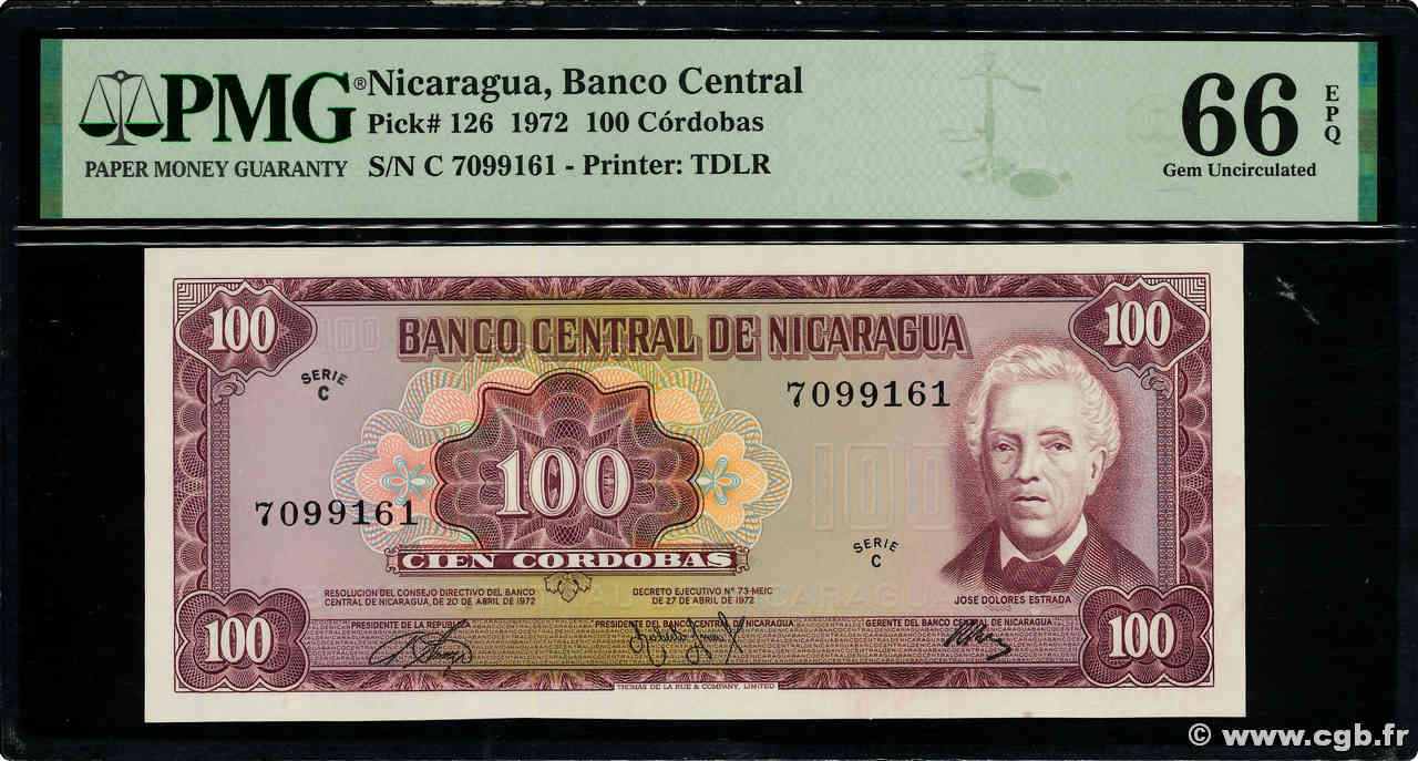 100 Cordobas NIKARAGUA  1972 P.126 ST