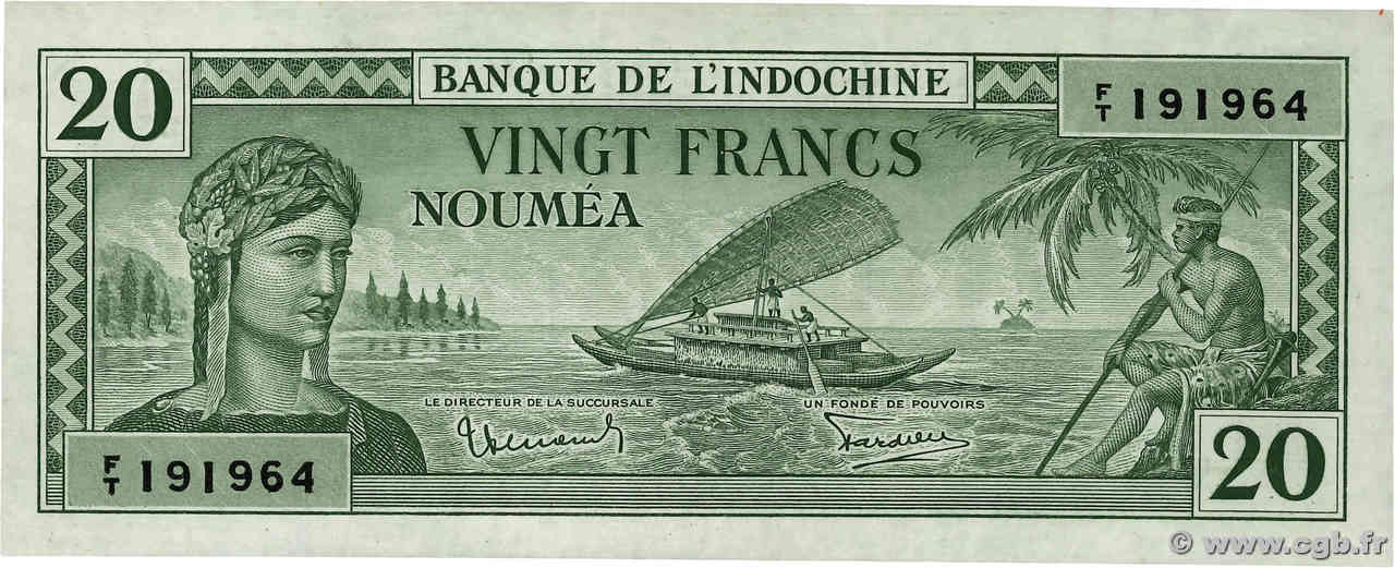 20 Francs NOUVELLE CALÉDONIE  1944 P.49 SC+