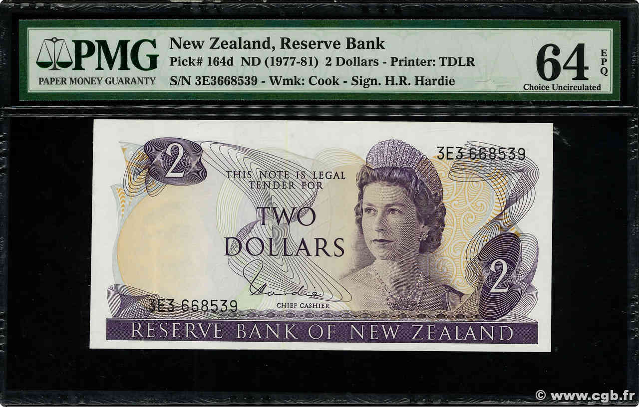 2 Dollars NEW ZEALAND  1977 P.164d UNC-