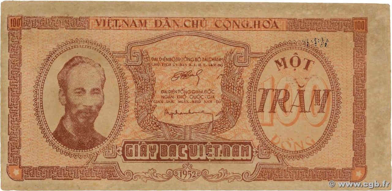 100 Dong VIET NAM   1952 P.040A SPL