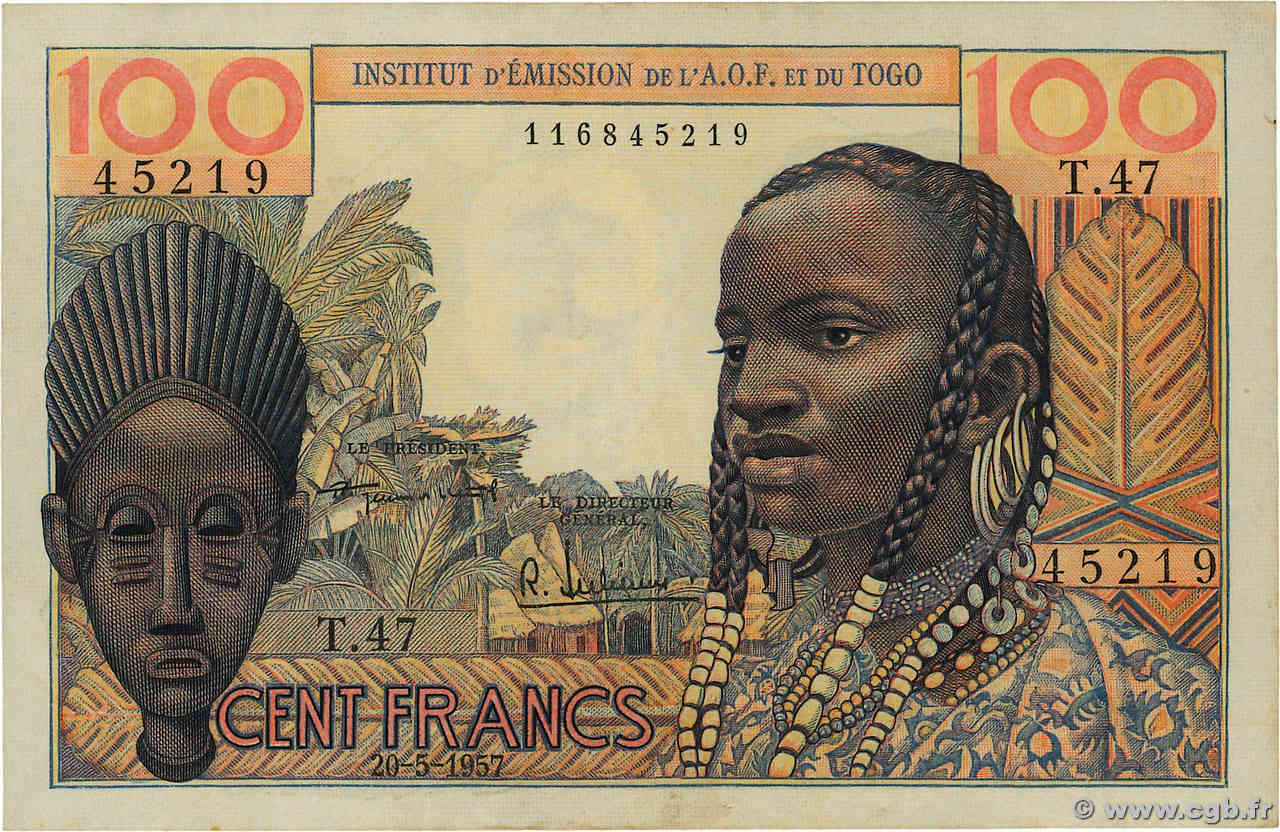 100 Francs FRENCH WEST AFRICA  1957 P.46 VZ