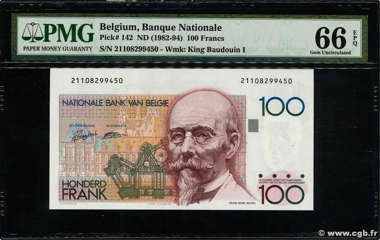100 Francs BELGIUM  1982 P.142a UNC