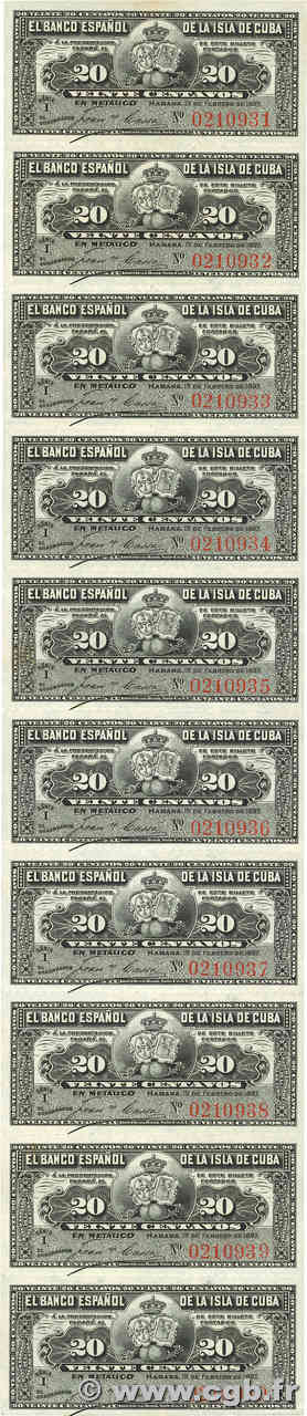 20 Centavos Planche CUBA  1897 P.053a UNC