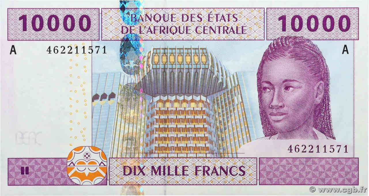 10000 Francs CENTRAL AFRICAN STATES  2002 P.410Aa UNC-
